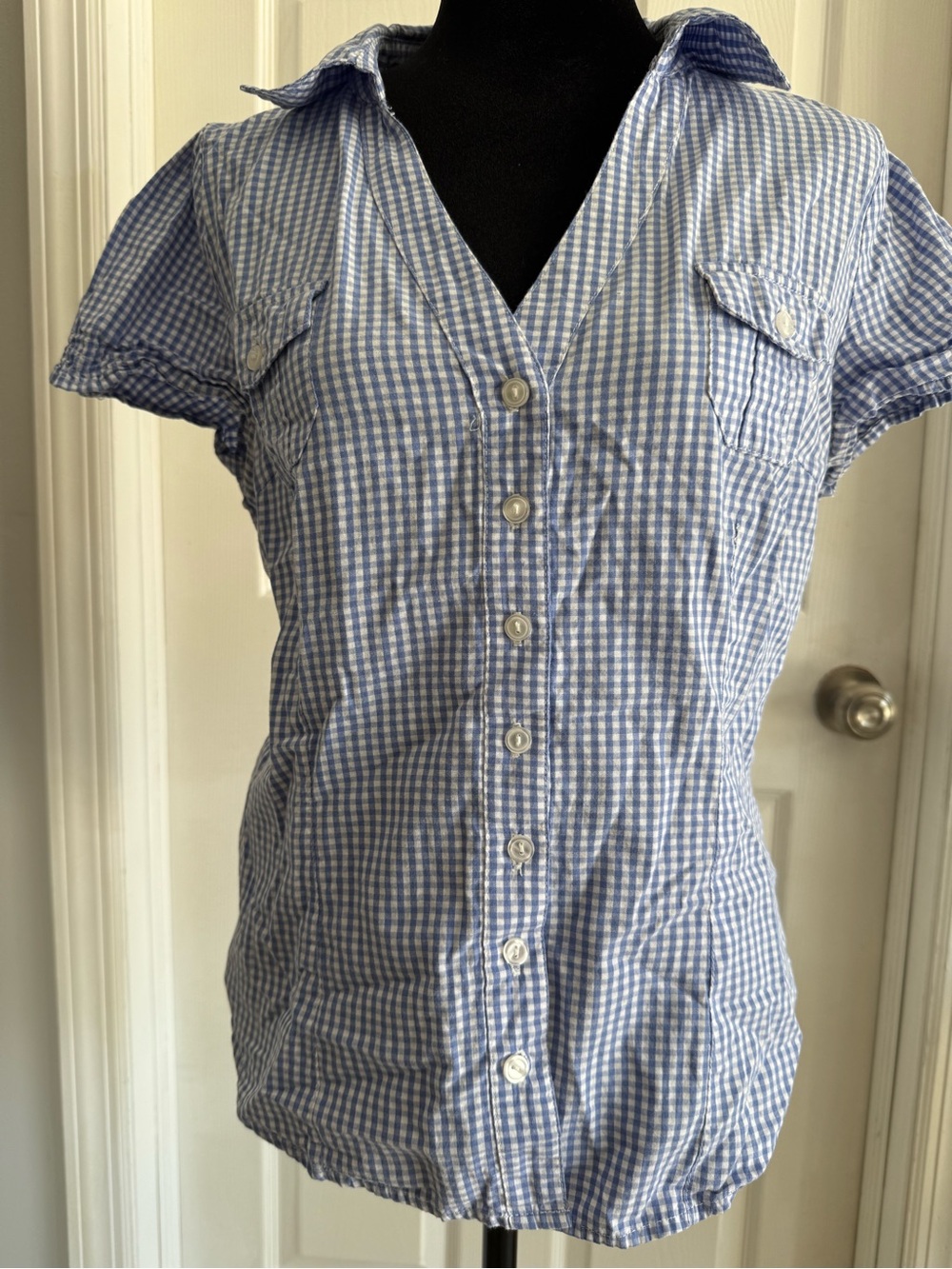 Derek Heart Blue and White Gingham Button-Down Shirt